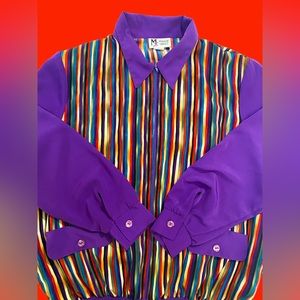 rainbow striped jacket | L, 70s-80s